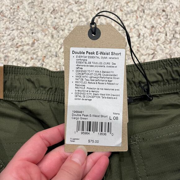 NWT Prana Double Peak Elastic Waist Short Sz L Green 8" Inseam Hiking Outdoor - Picture 3 of 6